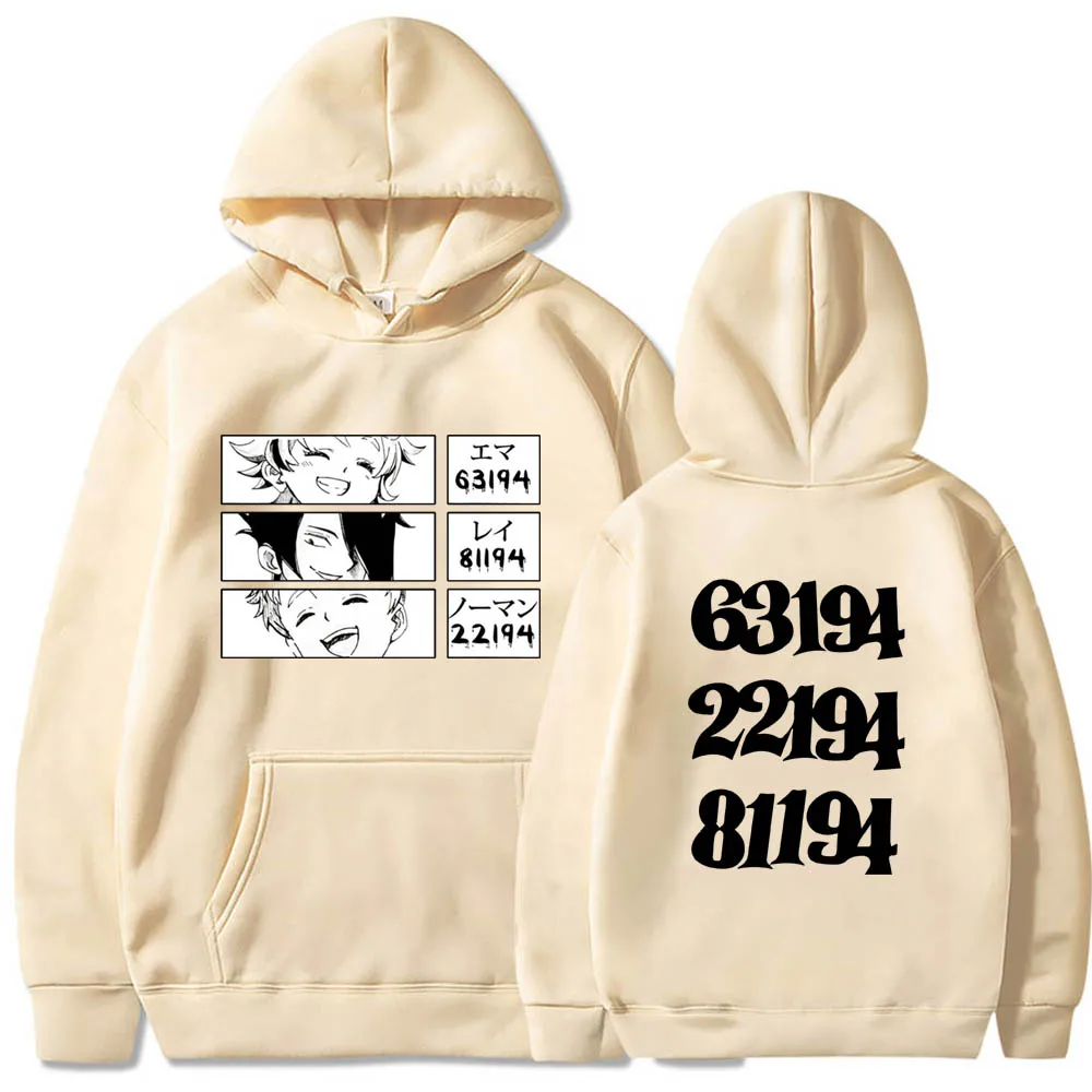 

The Promised Neverland Hoodies Sweatshirt Men Harajuku Japanese Anime Hoodies Streetwear Emma Norman Ray Graphic Hooded Male