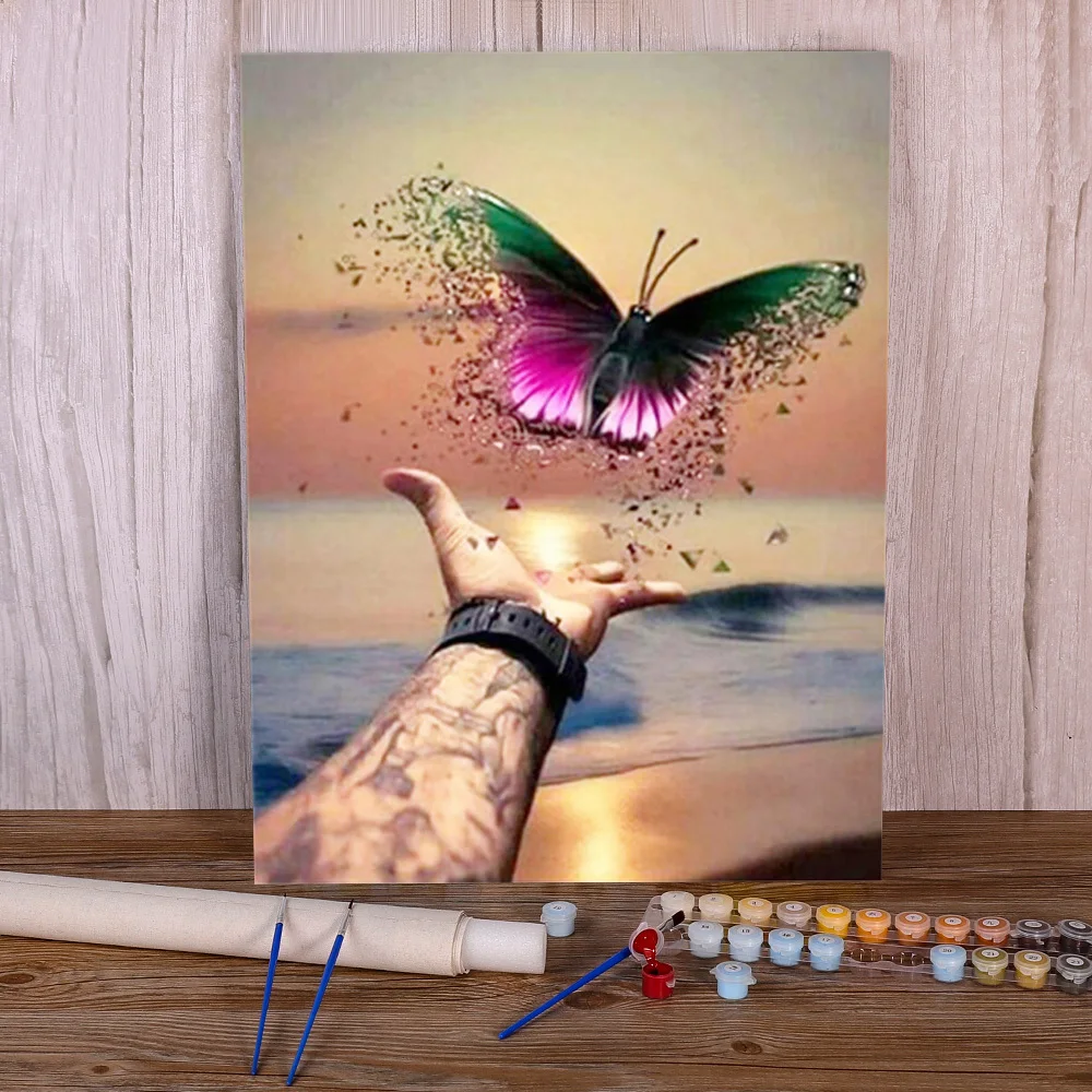 

Набор для рисования по номерам на холсте бабочка, масляные краски, рисунки декоративные изображения