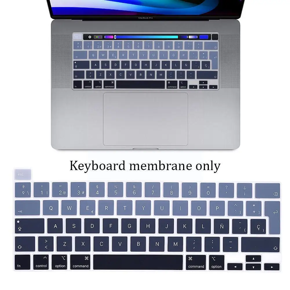 

Rainbow Color Silicone Spanish Keyboard Skin Cover 2020+ For MacBook A2338/A2251/A2289 16 2019 M1 Pro A2141 Chip New H4Y2