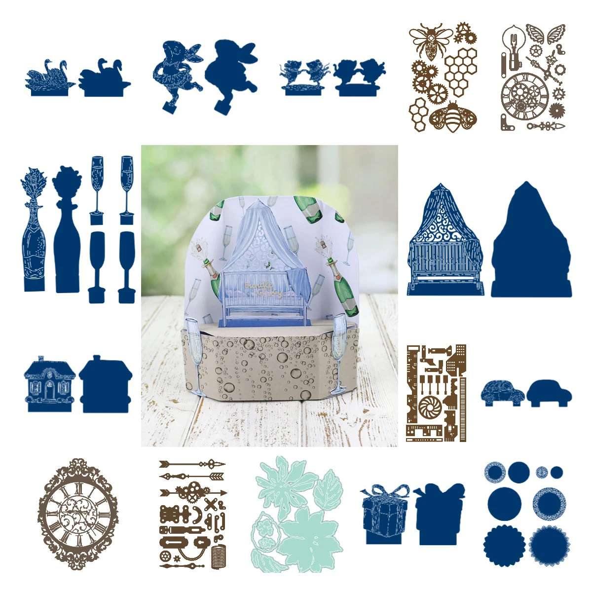 

2021 NEW Vintage flower bee animal cart Metal Cutting Die Scrapbook Embossed Paper Card Album Craft Template Cut Die Stencils