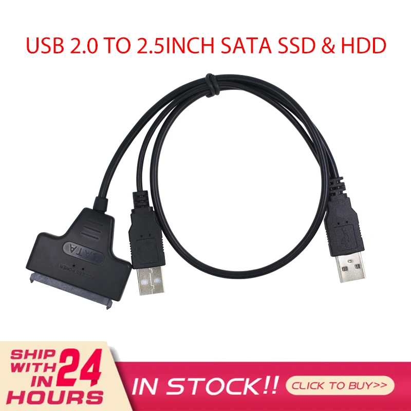 

Переходник с USB 2,0 на 2,5 дюйма для жесткого диска 7 + 15pin SATA