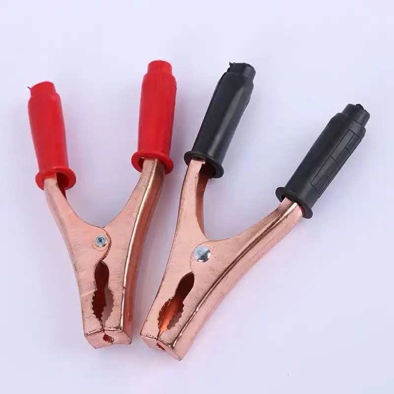 

2 Pcs black + Red Copper Plated Alligator Clip Adapter 200A Test Clamp Half Shroud Black Red Battery clamp/Car accumulator clip