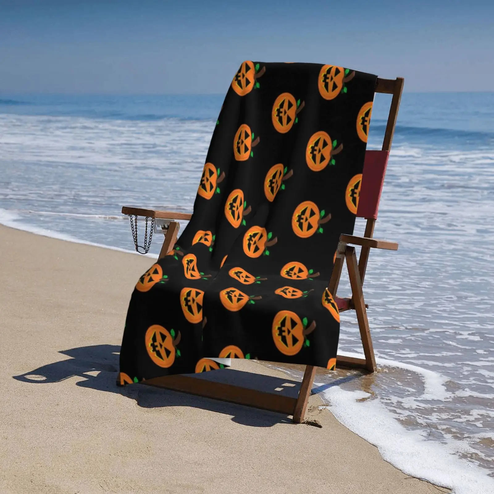 Halloween Pumpkin Pattern Beach Towel XL Bath Personalized Design Sand Cloud Luxury Towels Bathroom | Дом и сад