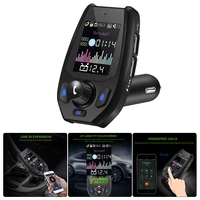 aozbz 1 8 inch color screen dual usb port modulator vehicle adapter aux port bluetooth fm transmitter car charger kit