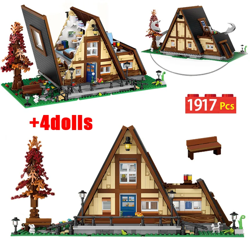 

Mini City Street View Forest Town Wooden Villa Building Blocks Architecture Tree House Friends Figures Bricks Toys For Children