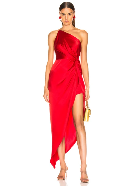 2019 новое женское красное черное платье на одно плечо Vestido вечернее облегающее