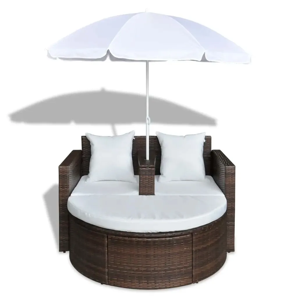 Online VidaXL Outdoor Möbel Bett Mit Sonnenschirm Geflochtene Harz Garten Sofas