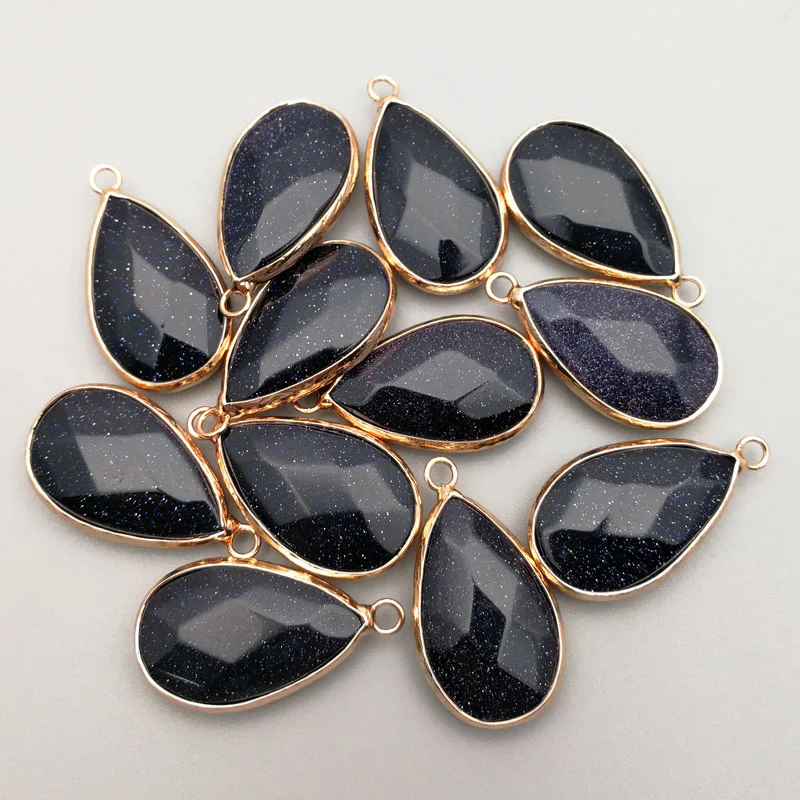 Модные металлические разъемы из голубого песка в форме капли воды натурального