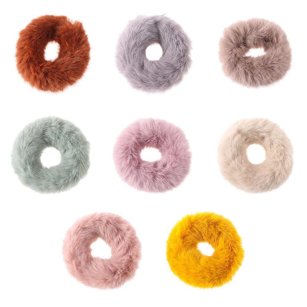 Новинка 2021 резинка для волос из искусственного кроличьего меха зимние плюшевые