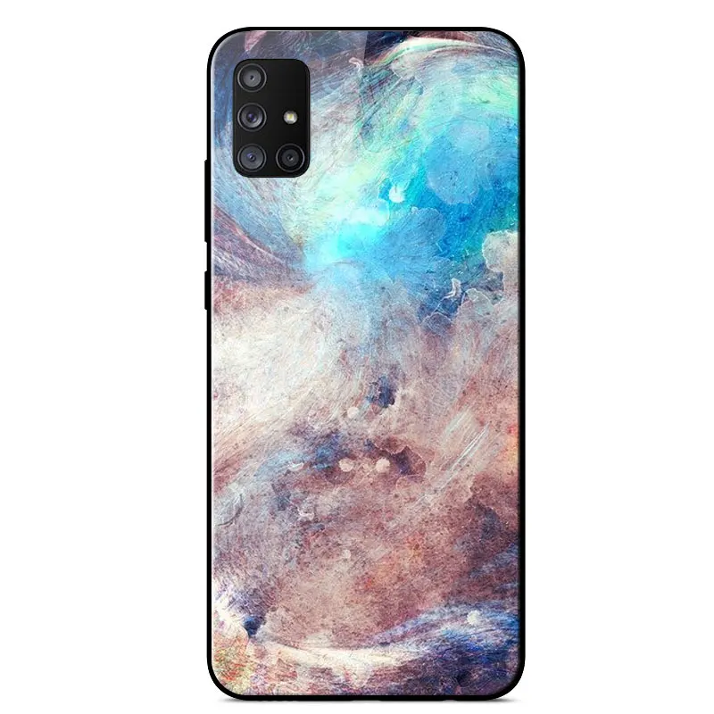 

For Samsung A71 Case Luxury Painted Tempered Glass Phone Case For Samsung Galaxy A71 5G SM-A716B A716 6.7 inch Protective Cover