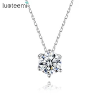 luoteemi brand charm necklace for women cubic zircon fashion six claws jewelry wedding party dating clavicle necklaces