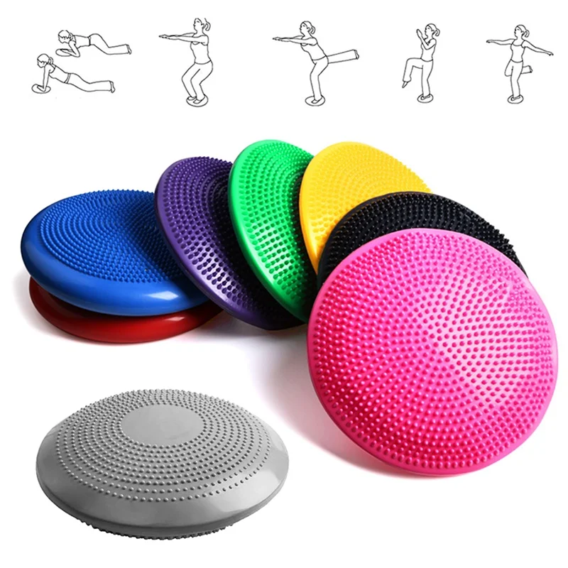 

33CM Yoga Balance Disc Durable Inflatable Yoga Massage Ball Pad Stability Cushion Free Hand Pump For Sports Gym Fitness Yoga