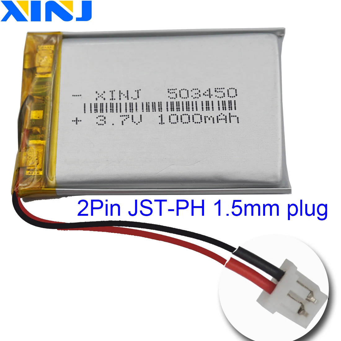 3.7V 1000 mAh 3.7Wh 503450 Rechargeable Li Lipo Battery 2pin1.5 JST Connector For Driving Recorder Car Camera Sat Nav Speaker