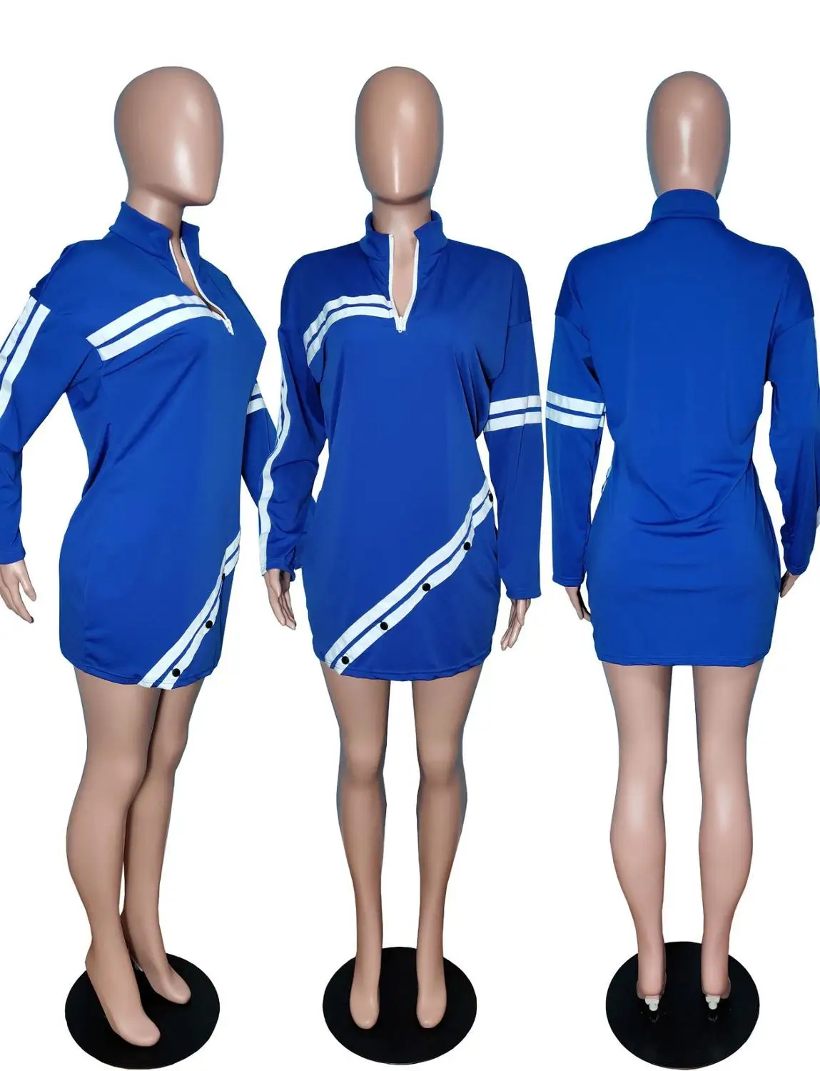 

Autumn New Casual Women's Wear Large Stripe Long - Sleeved Loose Dress Sportswear