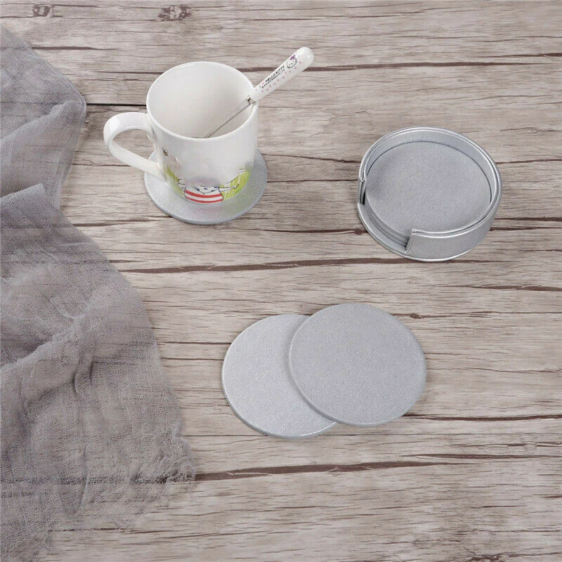 

6Pcs Creative Marble PU Leather Coaster Drink Coffee Cup Mat Tea Pad Dining Table Placemats Table Black White Chic Decoration