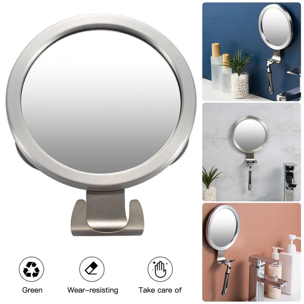 bathroom anti fog mirror powerful suction cup bath shower mirrors wall mounted make up man shaving mirror with shaver holder free global shipping