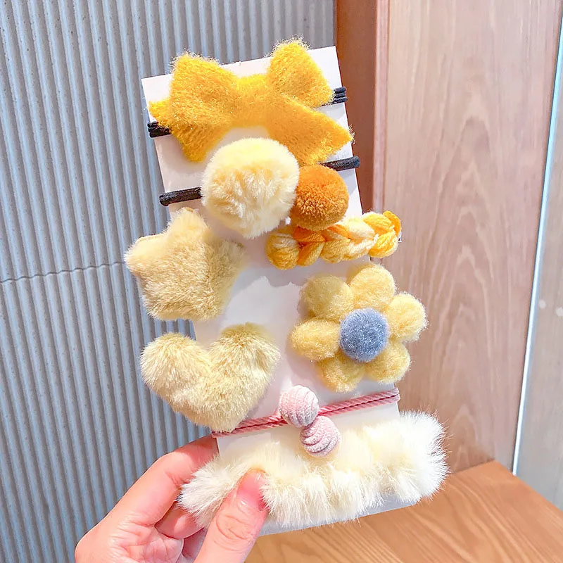 

8Pcs/Set Cute Baby Girls Headbands Rubber Bands Sweet Bowknot Flower Kids Girl Hair Accessories Elastic Princess Hair Rope