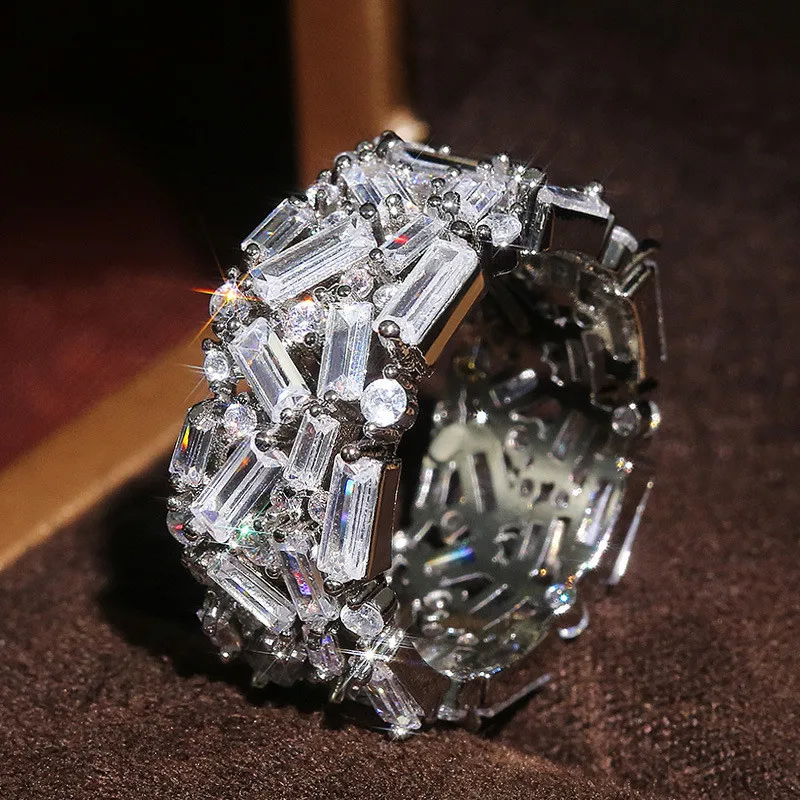 Роскошное серебряное кольцо WUKALO для женщин, стильные аксессуары для вечеринок, серебряное кольцо с ювелирными изделиями