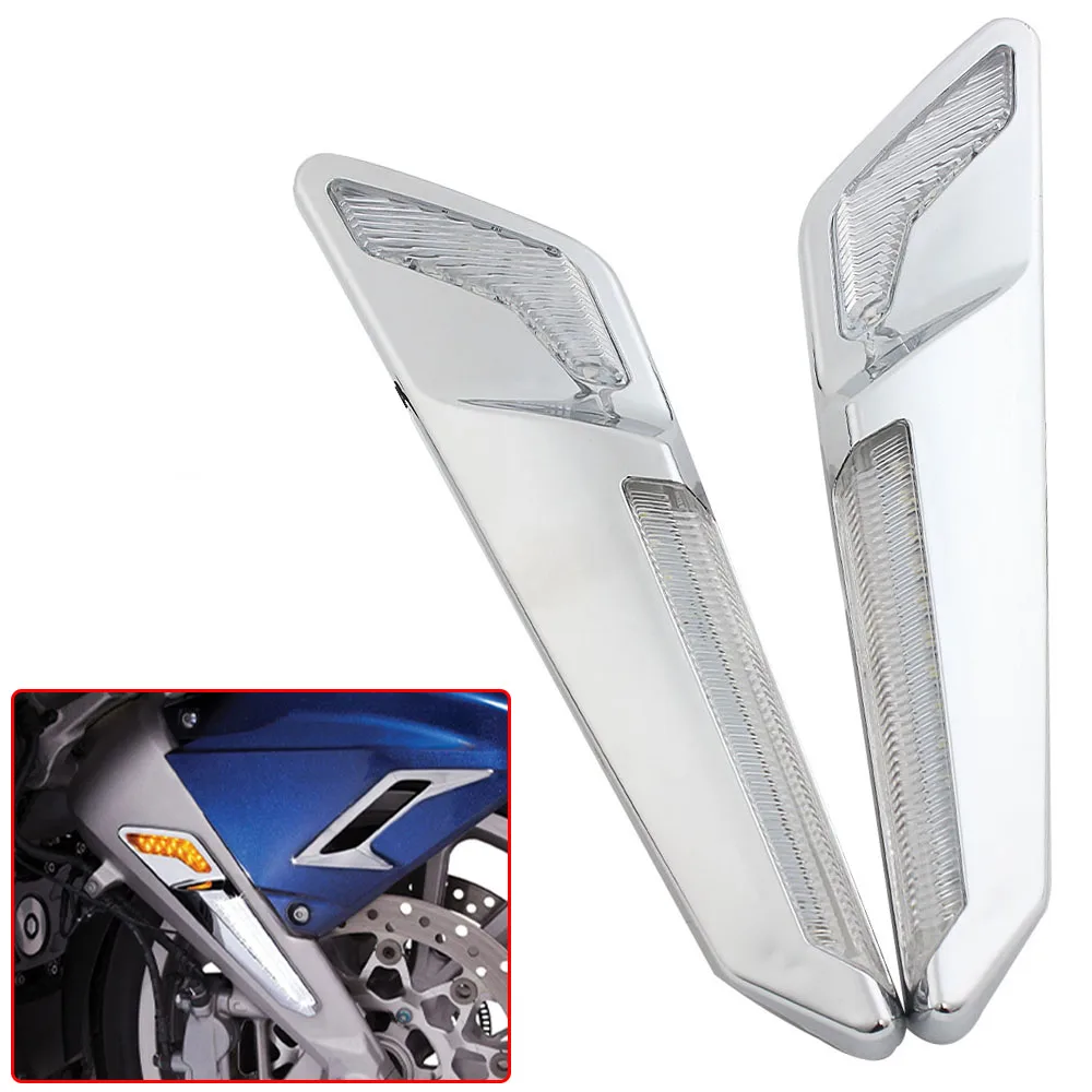 

Motorcycle LED Front Fork Mounted NAV Lights Auxiliary Decorative Light Chrome Part For Honda Goldwing GL1800 Tour 2018-2021