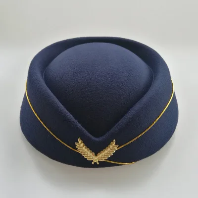 Имитация шерстяная фетровая шляпа Дамы дот Шапки с золотым Insignia сплошной берет