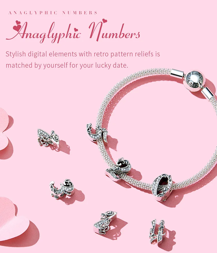 BAMOER 925 пробы серебряная буква A 0-9 NumberBeads подходит для шарма Браслеты Ожерелья DIY Аксессуары Ювелирные изделия BSC030-A