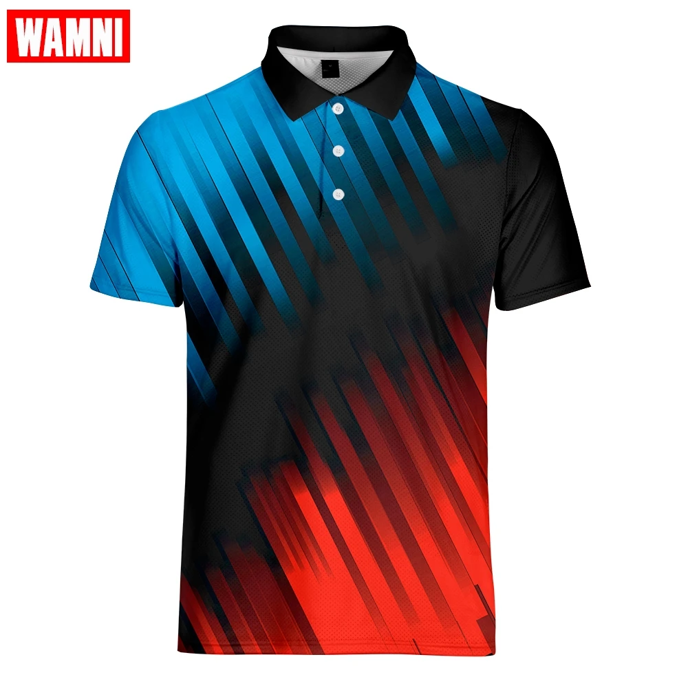 WAMNI Tennis Fashion Polo 3D рубашка Спортивная рубашка с отворотами плюс размер брендовые футболки-поло одежда футболки Топы Прямая поставка