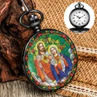 Иисус, Дева Мария узор красочный узор кварцевый кулон карманные часы коллекция сувенир Античный карманные часы подарки мужчинам женщинам мужчинам