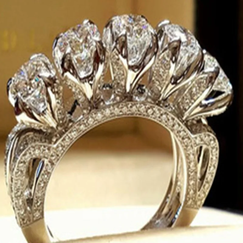 Женский комплект колец Milangirl с белыми кристаллами роскошное обручальное кольцо