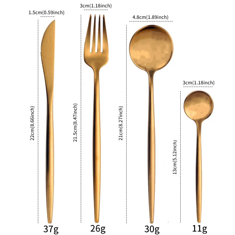 

24Pc Rose Gold Cutlery Set Stainless Steel Colorful Flatware Set Kitchen Knives Forks Spoons with Gift Box Dinner Set Silverware