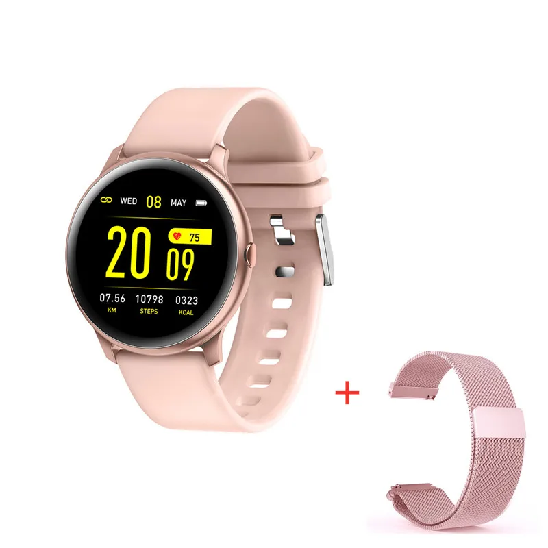 gold add strap KW19 браслет, измеритель артериального давления, пульсометр, смарт-браслет, часы, фитнес-трекер, спортивные Смарт-часы для женщин - Цвет: gold add strap