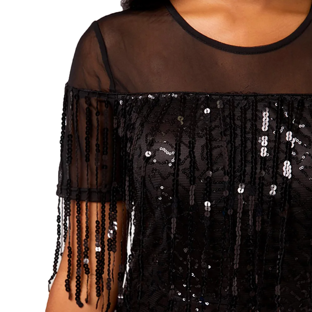 DYMADE Elegant Women Evening Dress Tassel Sequins Mid-calf Trumpet Party Gown 2020 New Female Black Formal Dresses Q30 | Свадьбы и