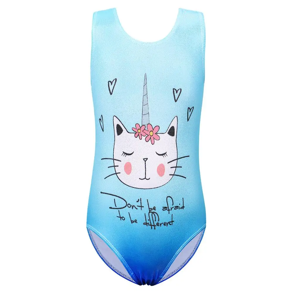 

BAOHULU Cute Cartoon Cat Gymnastics Leotards for Girls Kids Sleeveless Ballet Dance Bodysuits Children Tank Athletes Leotard