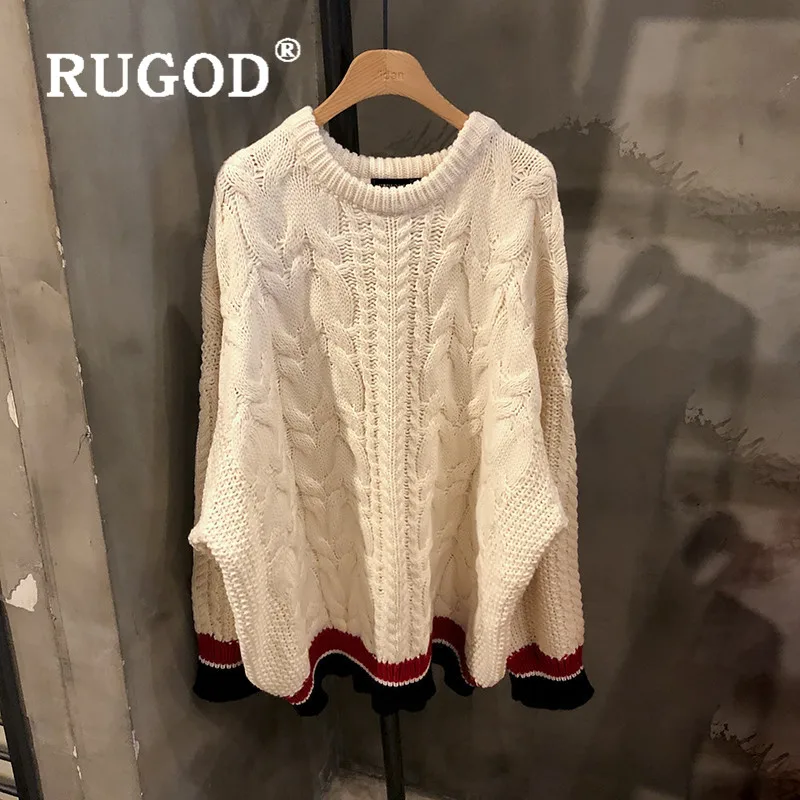 Женское платье-свитер с узором RUGOD Элегантное трикотажное платье в полоску