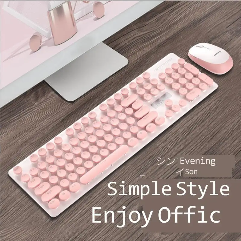 

n520 wireless punk mechanical hand keyboard and mouse set office business girl keyboard and mouse pc gamer computador lol