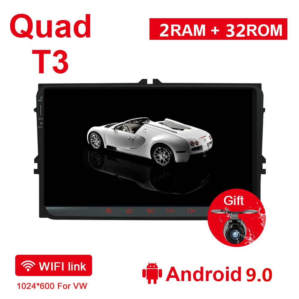 Eunavi 2 din ips TDA7851 Android 9,0 Автомагнитола Стерео gps для VW Passat B6 CC Polo GOLF 5 6 Touran Tiguan Magotan Seat NO DVD - Цвет: 2G 32G 9.0 4 Cores