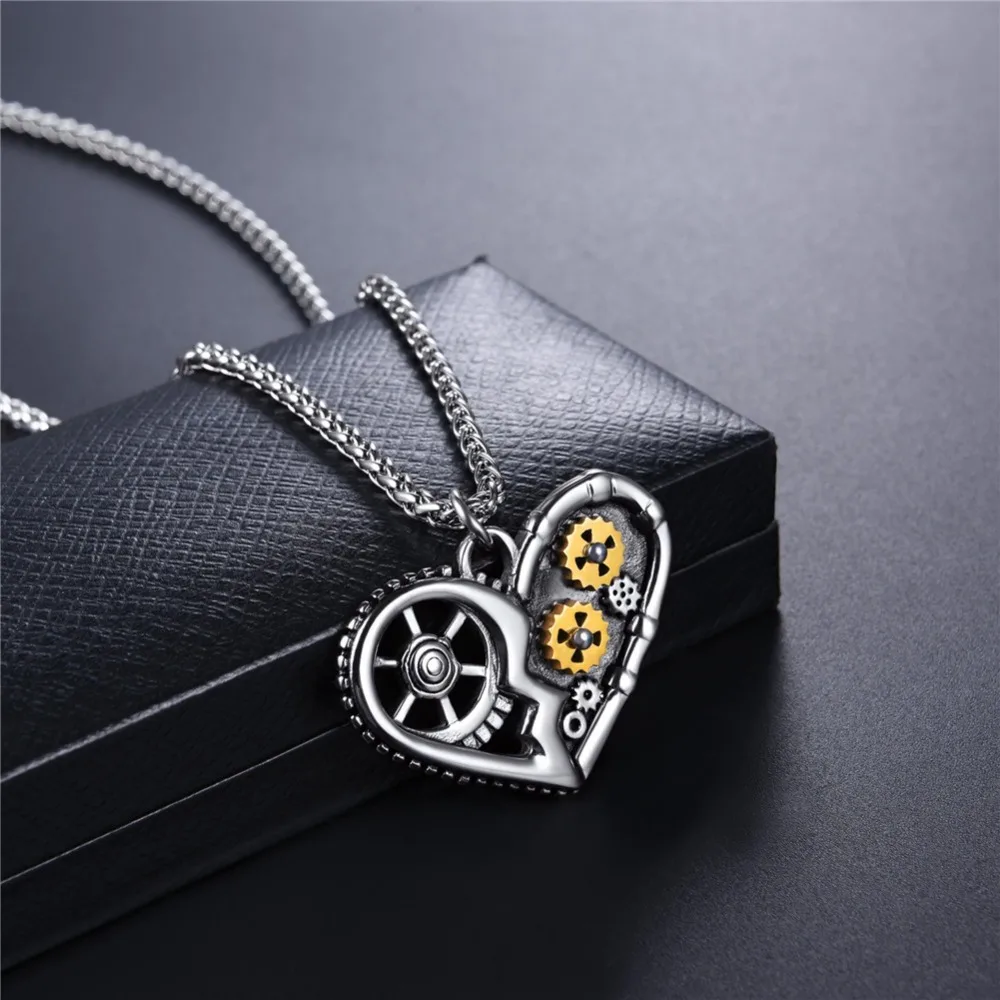 Ожерелье Collare в форме сердца стиле стимпанк мужское механическое ювелирное