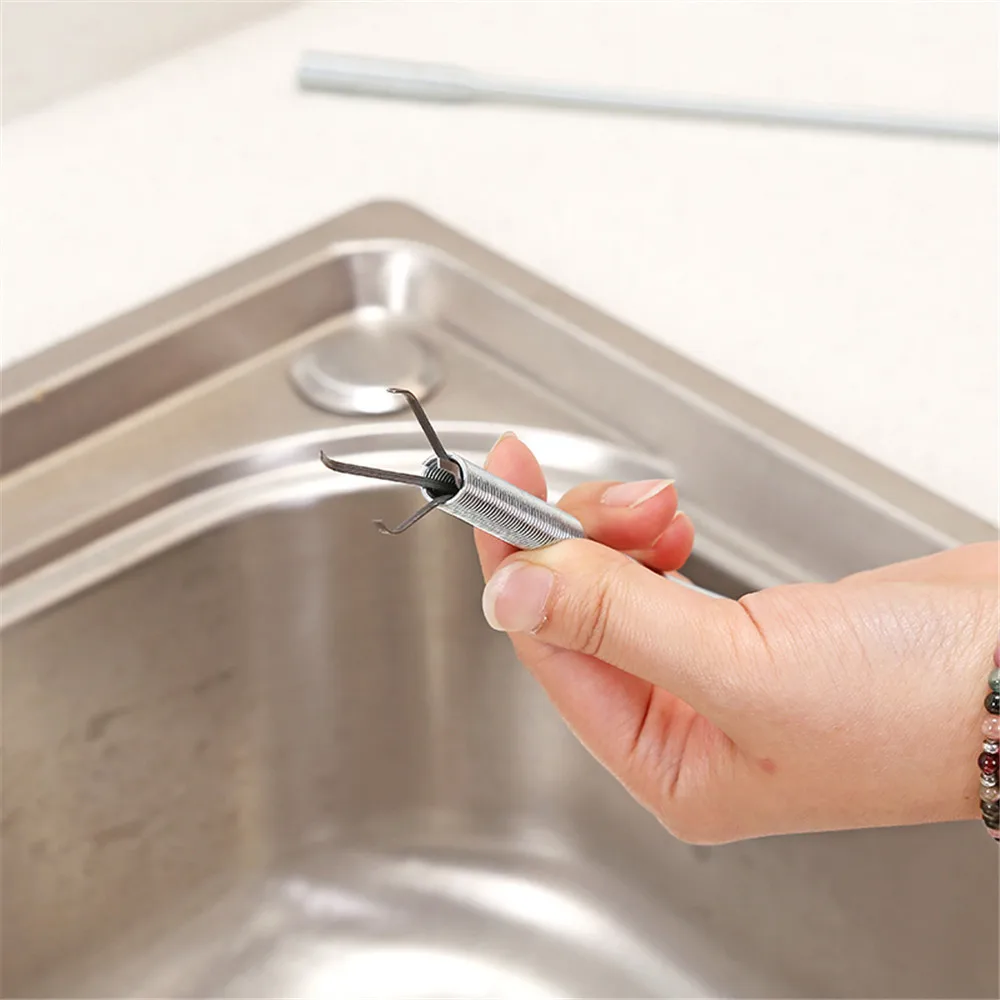 

80cm Sink Drains Grabber Tool Flexible Long Reach Claw Pick Up Narrow Bend Curve Floor Drain Sewer Spring Grip Cleane