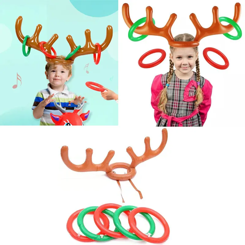 

Christmas Game Inflatable Antlers Hat Funny Ring Toss For Xmas Kids Toy Navidad New Year Gift Game Xmas Decor Supplies
