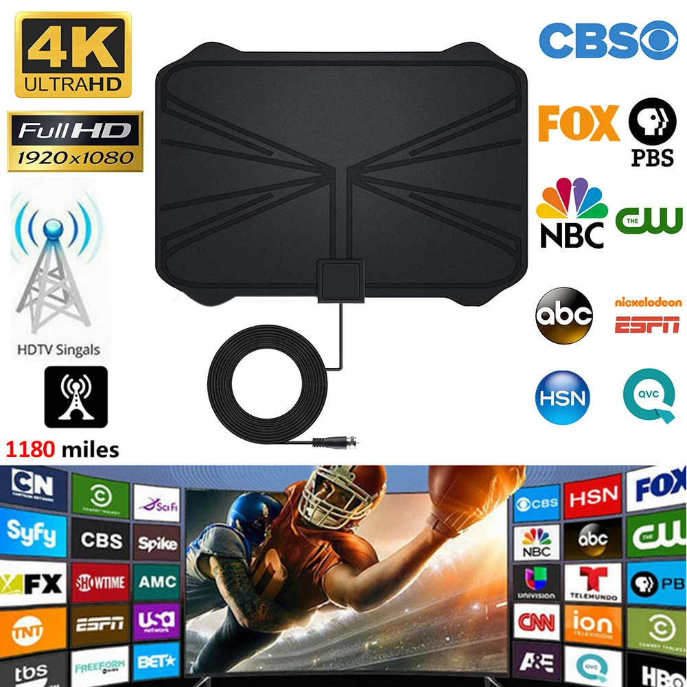 

1180 Miles 4K Digital HDTV Indoor TV Antenna With Amplifier Signal Booster TV Radius Surf Fox Antena HD TV Antennas Aerial