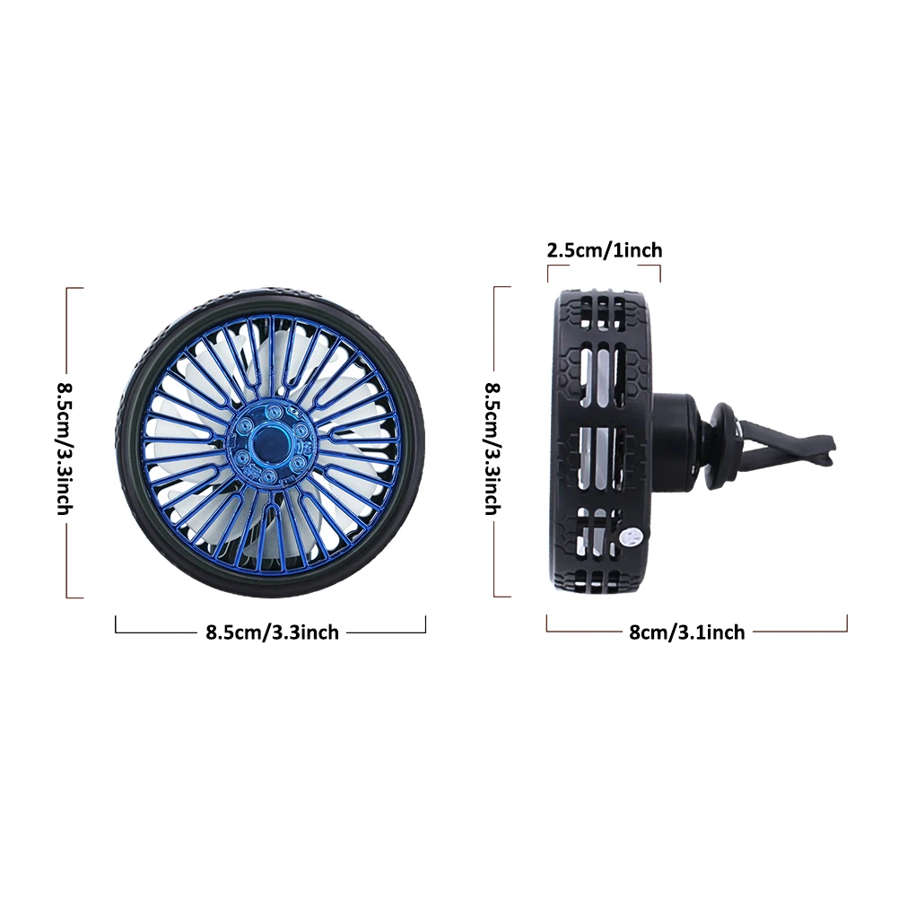 

Fan Multifunctional Car Tire Styling fan Car Air Outlet Center Console Large Wind Mute Mini Fan with LED Light Auto Accessories