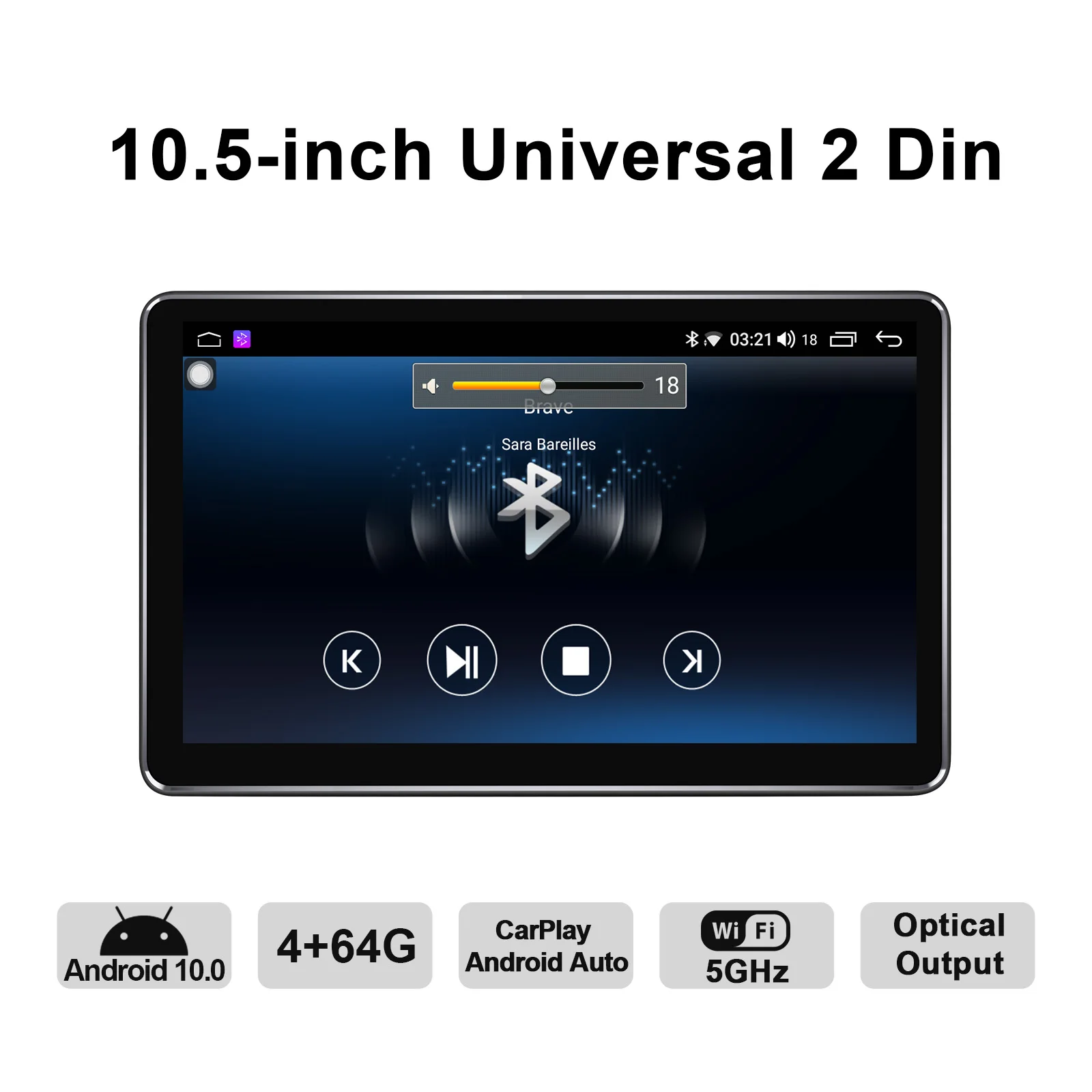 저렴한 오토라디오 안드로이드 10, 10.5 인치 2 딘 카 라디오 스테레오 유니버설 헤드 유닛 멀티미디어 HD 1280*720 무선 카플레이 안드로이드