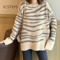 striped sweaters women long sleeve o neck female pullovers oversize ladies jumpers 2021 autumn winter knitwear sweater mujer