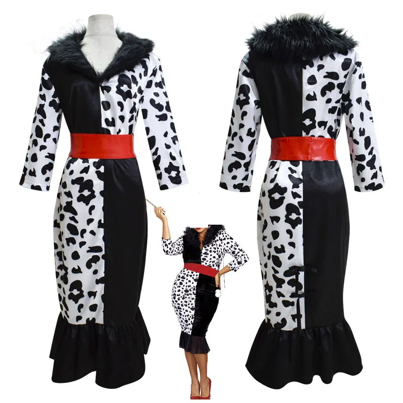 

Женский костюм для косплея Cruella, одежда для Хэллоуина, Рождества, карнавала, 101