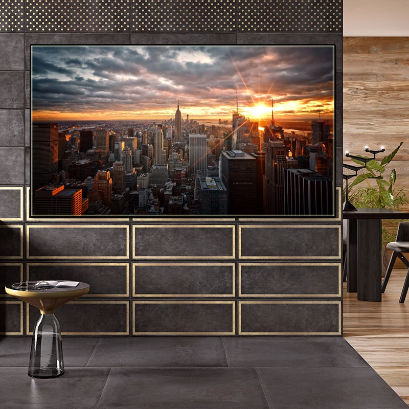 Холст настенные картины город Сумерки Картина на холсте закат морской пейзаж