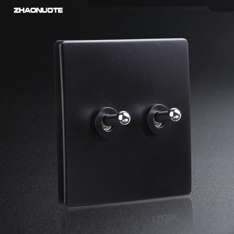 Wall Light Toggle Switch 1-4 Gang 2 Way Black PC Matte Panel Silver Brass Lever for Home Improvement | Обустройство дома