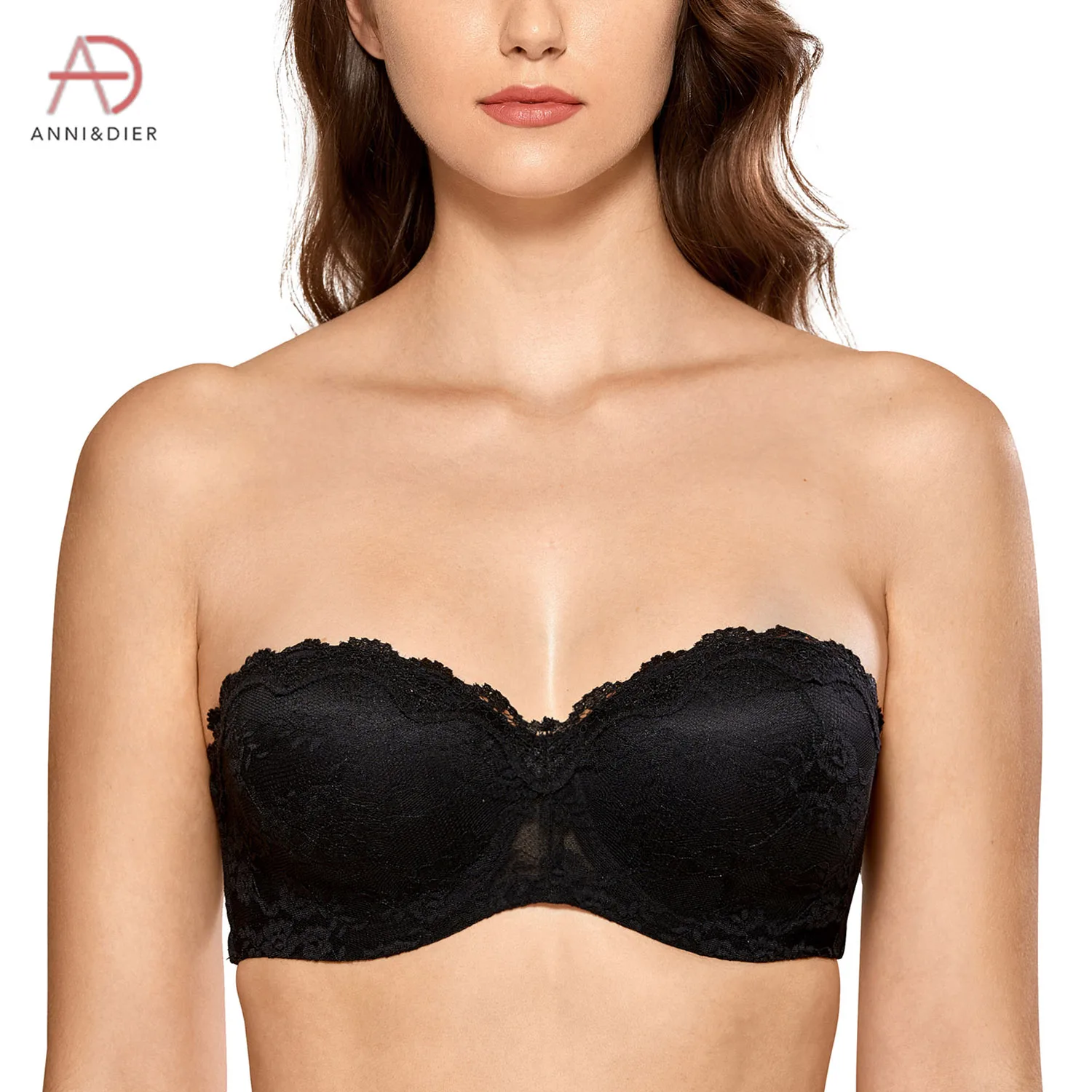 

Women's Underwire Padded Convertible Multiway Bridal Lace Strapless Bra