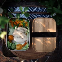 500ml800ml1200ml organic bamboo lid stainless steel bento lunch box with elastic janpanese food container storage box