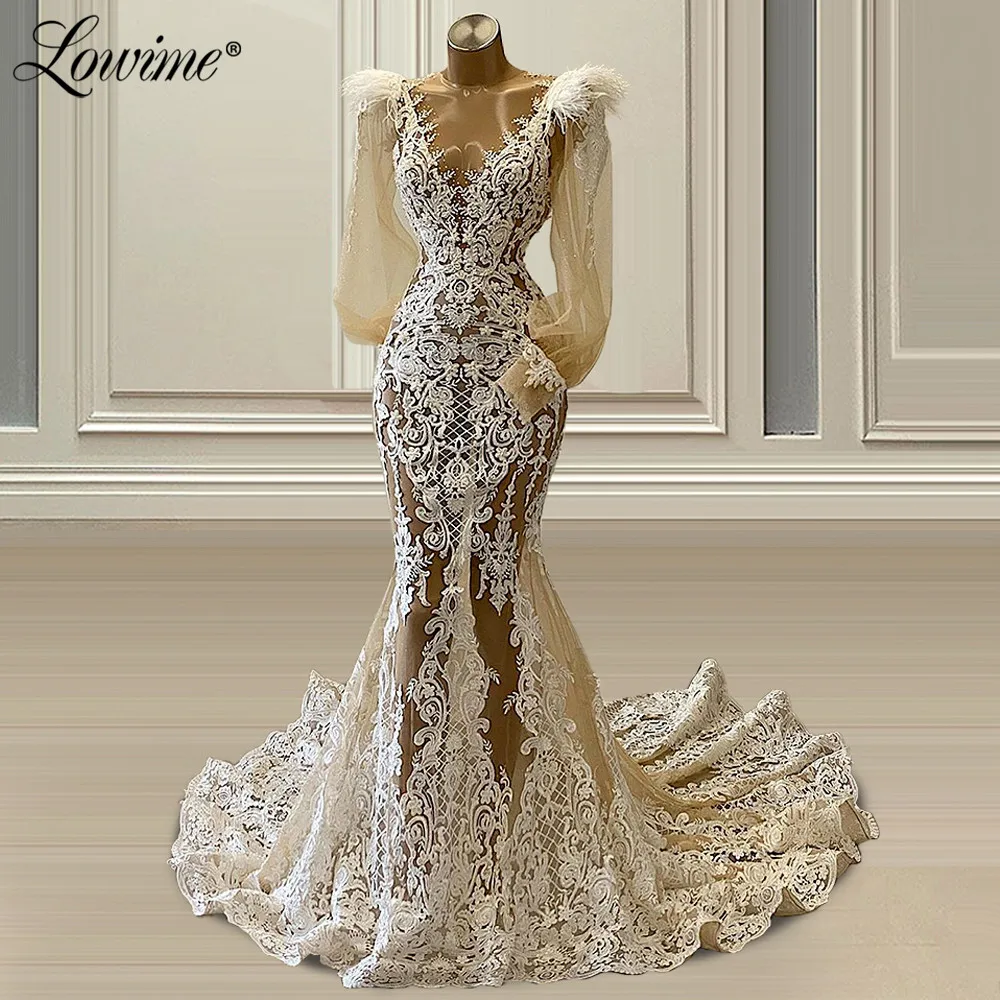 Женские вечерние платья с длинным рукавом платье-Русалка платье для