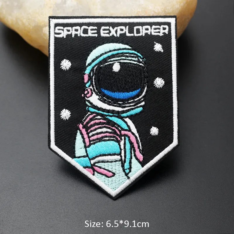 Космический UFO кот животное вышитые нашивки железные на одежду шляпа DIY значки полосы аппликация Одежда рюкзак жакет наклейки
