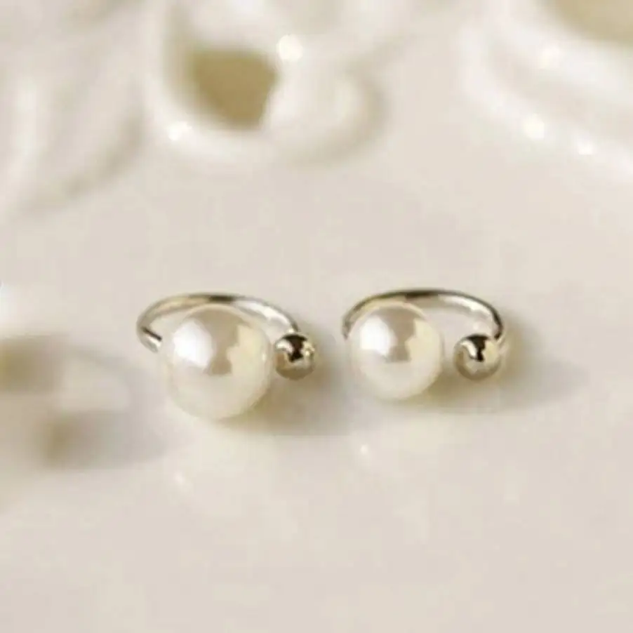 Silver pearl 8mm 1 шт.,, длинные серьги в форме трубки, простые клипсы, хрящи, серьги для женщин, панк, не пирсинг, ювелирное изделие, серебро, золото, цвет - Окраска металла: Silver pearl 8mm